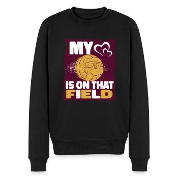 Mein Herz Ist Auf Dem Fußballplatz Fußball-Vibes - Männer Premium Bio Pullover - Schwarz - Vorne - Nico (187cm)