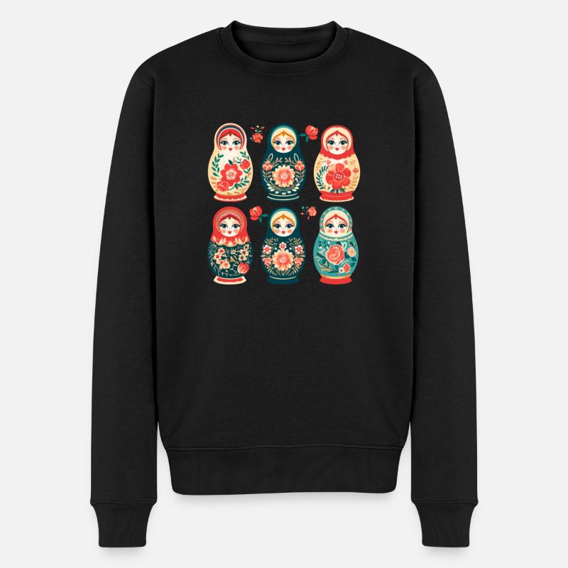 Russische Nistpuppe - Männer Premium Bio Pullover - Schwarz