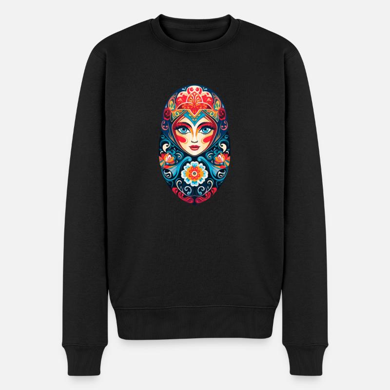 Russische Nistpuppe - Männer Premium Bio Pullover - Schwarz