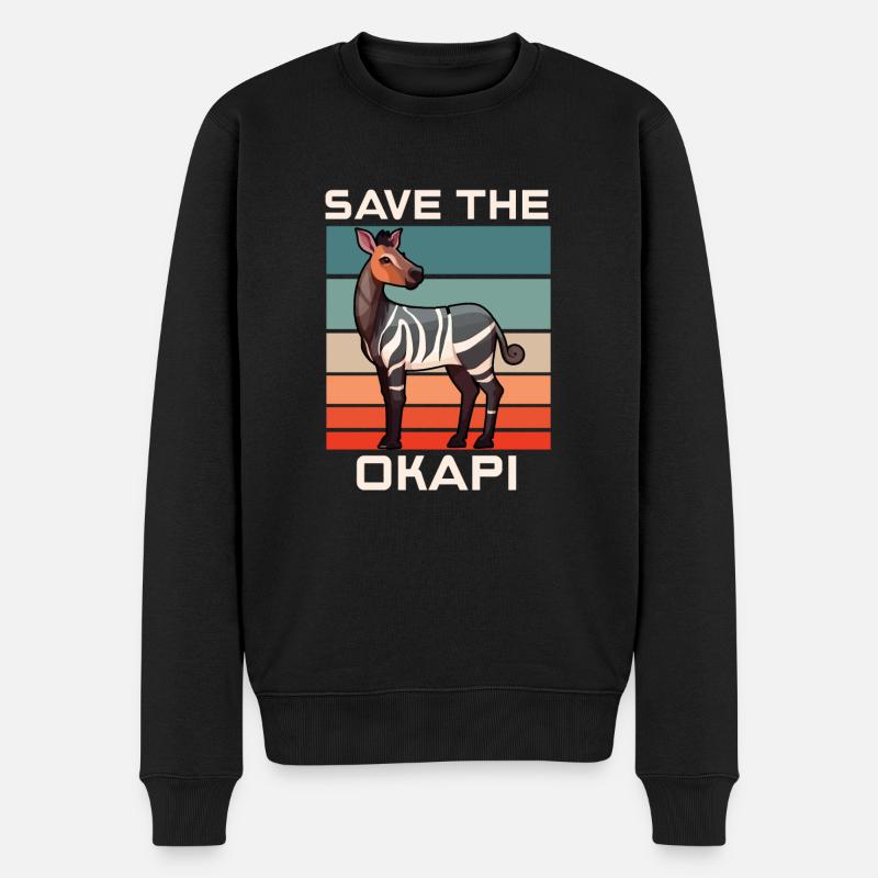 Okapi Sunset Spirit Animal - Männer Premium Bio Pullover - Schwarz