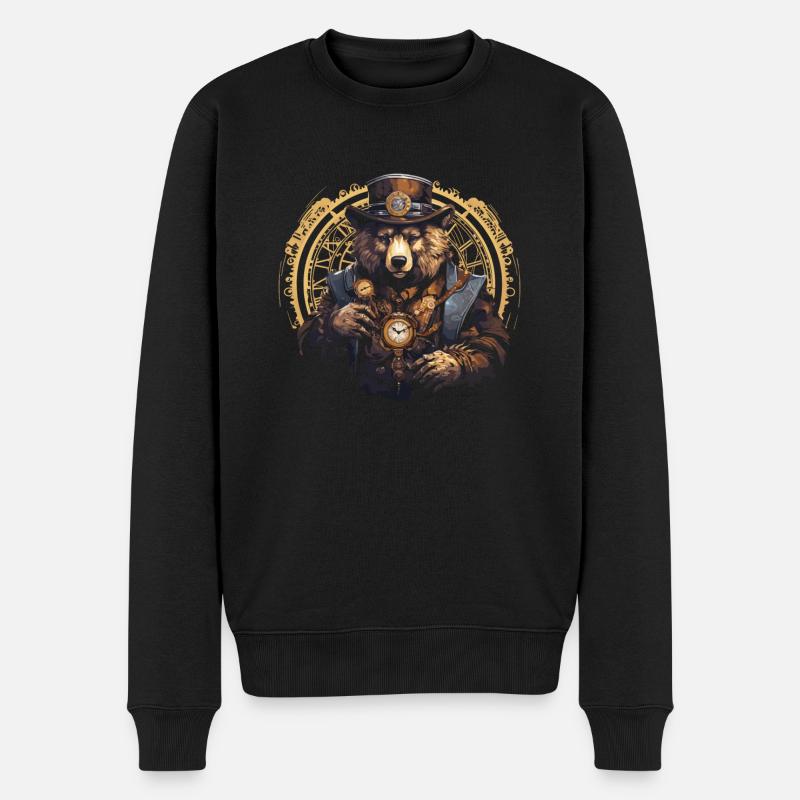Ours, Faune, Animal, Nature, Steampunk - Pull Premium bio Homme - noir