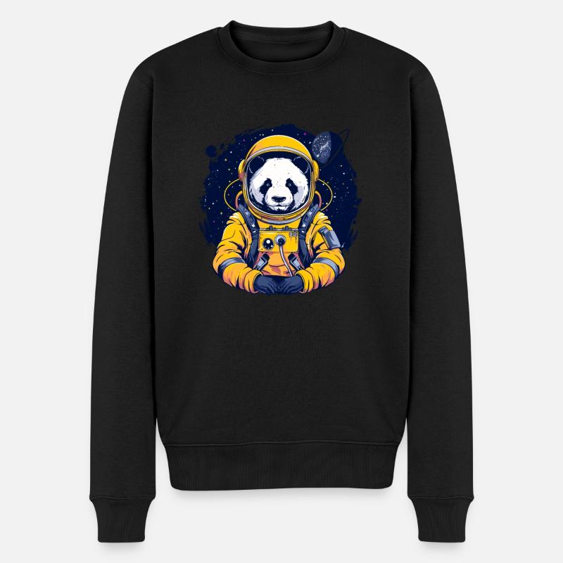 Panda Astronaut - Bamboo Rocket Adventures - Männer Premium Bio Pullover - Schwarz