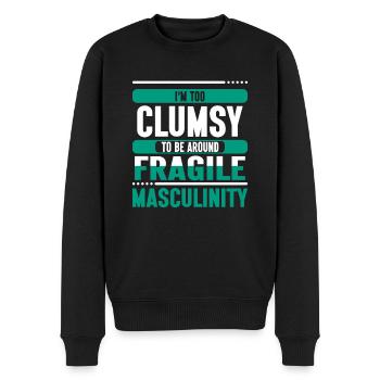 Clumsy Um Fragile Männlichkeit - Männer Premium Bio Pullover - Schwarz - Vorne - Nico (187cm)
