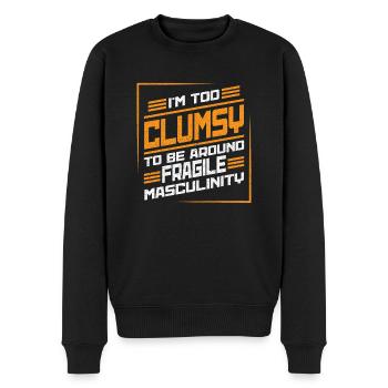 Clumsy Um Fragile Männlichkeit - Männer Premium Bio Pullover - Schwarz - Vorne - Nico (187cm)