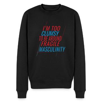 Clumsy Um Fragile Männlichkeit - Männer Premium Bio Pullover - Schwarz - Vorne - Nico (187cm)