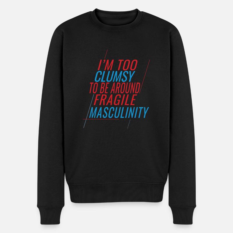 Clumsy Um Fragile Männlichkeit - Männer Premium Bio Pullover - Schwarz