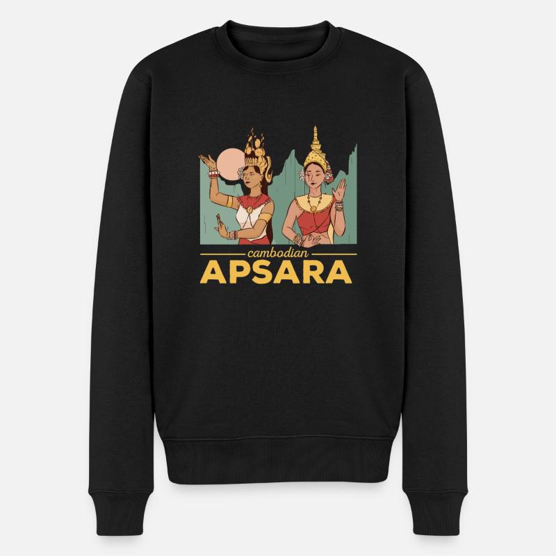 Kambodscha Apsara Tanz Kultur Traditionell - Männer Premium Bio Pullover - Schwarz