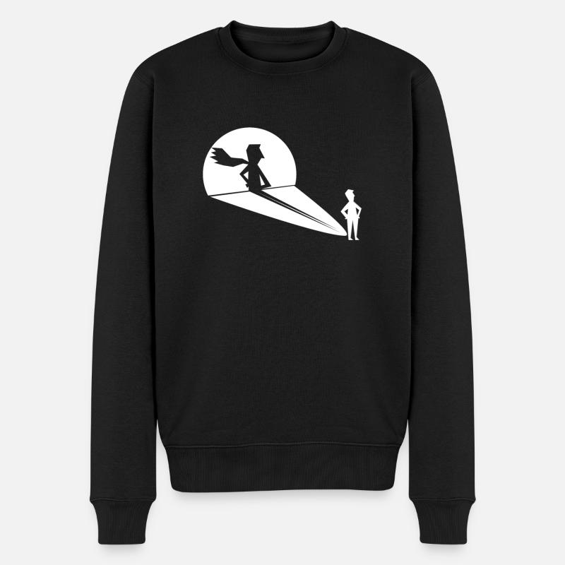 Schattenfigur Superheld Projektion - Männer Premium Bio Pullover - Schwarz