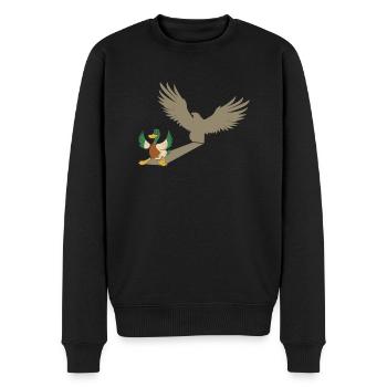 Ente Mit Adler Schatten Lustiges Motiv - Männer Premium Bio Pullover - Schwarz - Vorne - Nico (187cm)