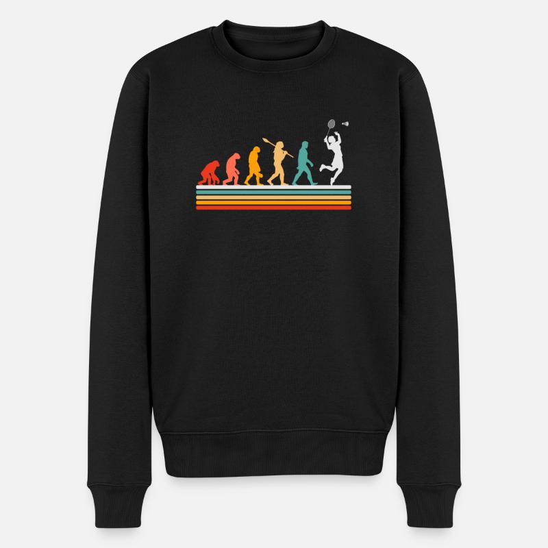 Entwicklung des Badminton Spielers Evolution - Männer Premium Bio Pullover - Schwarz