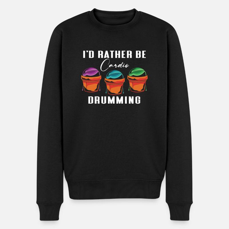 I'd Rather Be Cardio Drumming - Männer Premium Bio Pullover - Schwarz