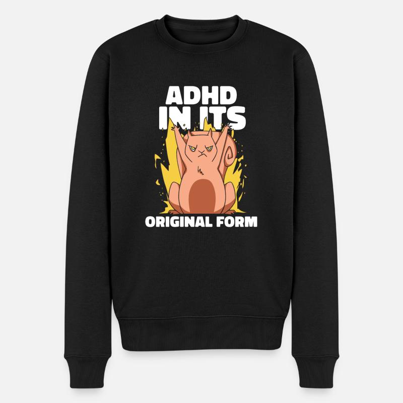 ADHD In Its Original Form Kreatives - Männer Premium Bio Pullover - Schwarz