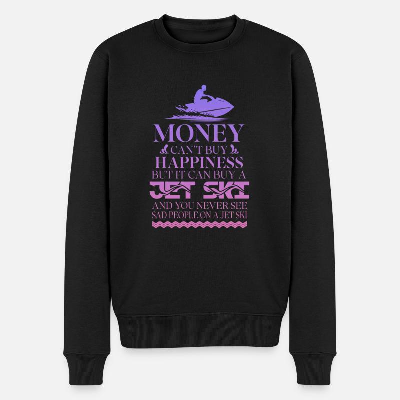 Geld Kann Kein Glück Kaufen Aber Es Kann Ein Jet - Männer Premium Bio Pullover - Schwarz