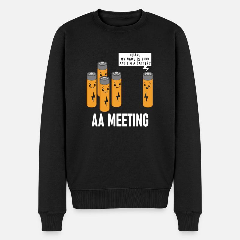 AA Meeting Witziges Batterie Cartoon Design - Männer Premium Bio Pullover - Schwarz