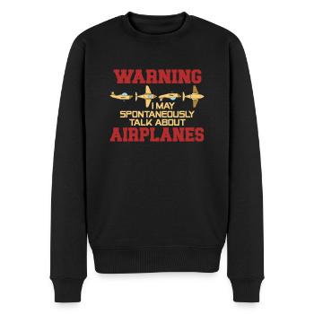 Attention : je parle d’avions sur un coup de tête - Pull Premium bio Homme - noir - Devant - Nico (187cm)