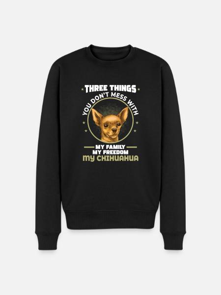 Three things: family, freedom, Chihuahua - - Men's Premium Organic Jumper - black