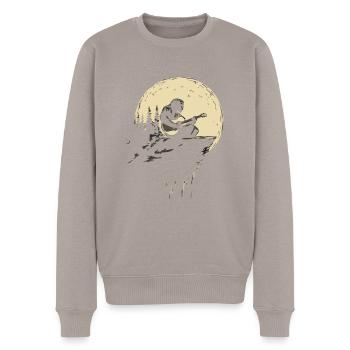 Guitariste au clair de lune sur des rochers - Pull Premium bio Homme - taupe - Devant - Nico (187cm)