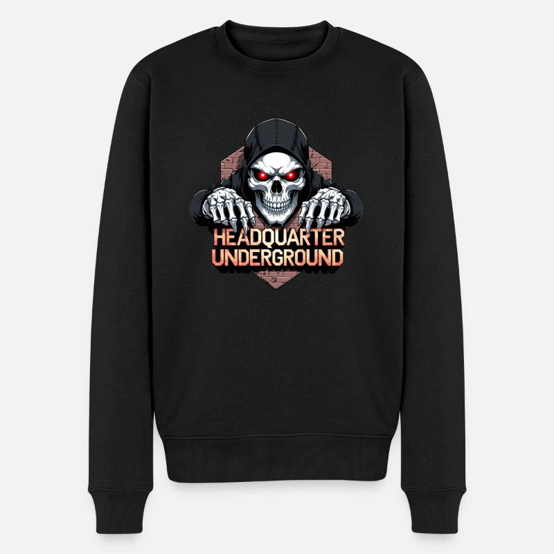 Gangster Skull, - Männer Premium Bio Pullover - Schwarz