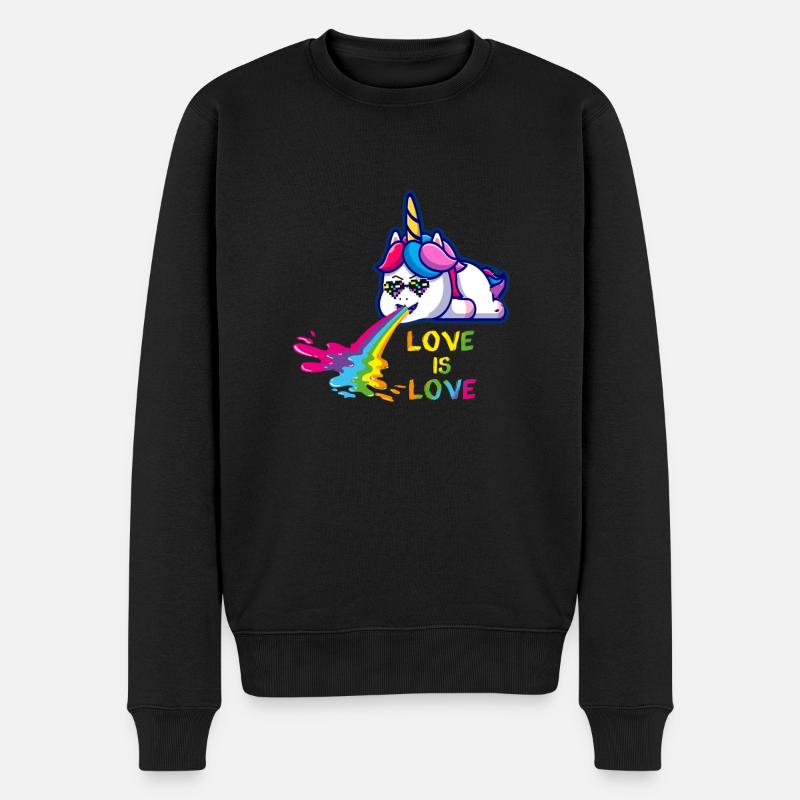 love is love,LGBT,Regenbogen,Herz, einhorn - Männer Premium Bio Pullover - Schwarz