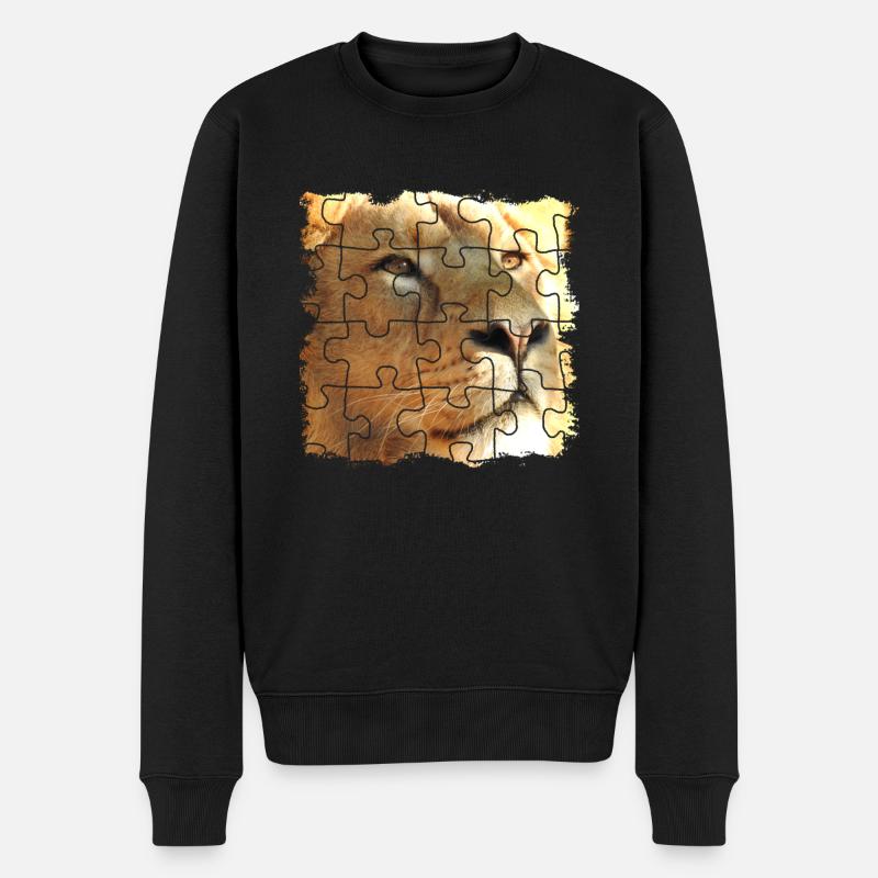 Löwen Puzzle, Symbol für Kraft und Stärke - Männer Premium Bio Pullover - Schwarz