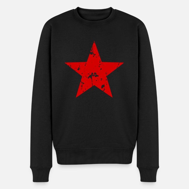 Roter Stern - Männer Premium Bio Pullover - Schwarz