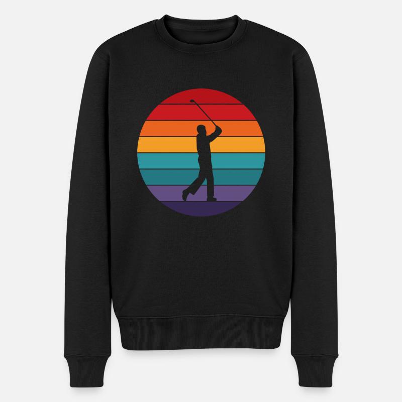 RETRO GOLF DESIGN - Männer Premium Bio Pullover - Schwarz