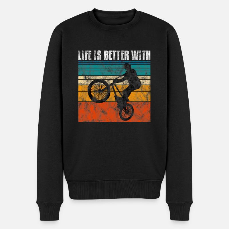 Life is better with BMX Rad Fahrrad Geschenk - Männer Premium Bio Pullover - Schwarz