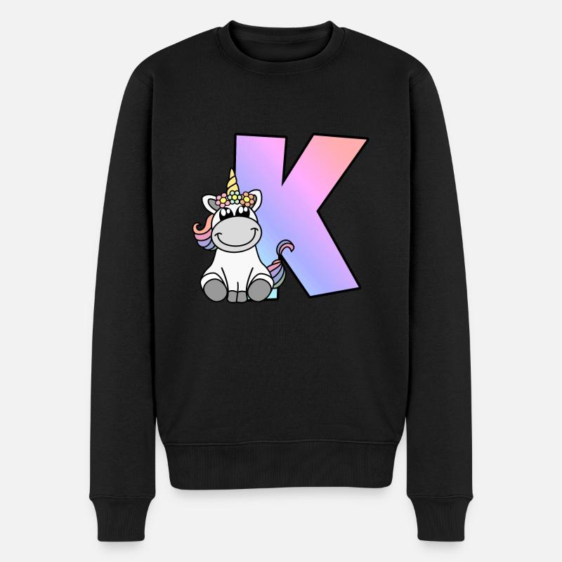 Einhorn Buchstabe K - Männer Premium Bio Pullover - Schwarz