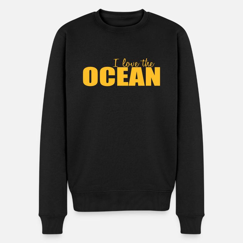 I LOVE THE OCEAN - Männer Premium Bio Pullover - Schwarz