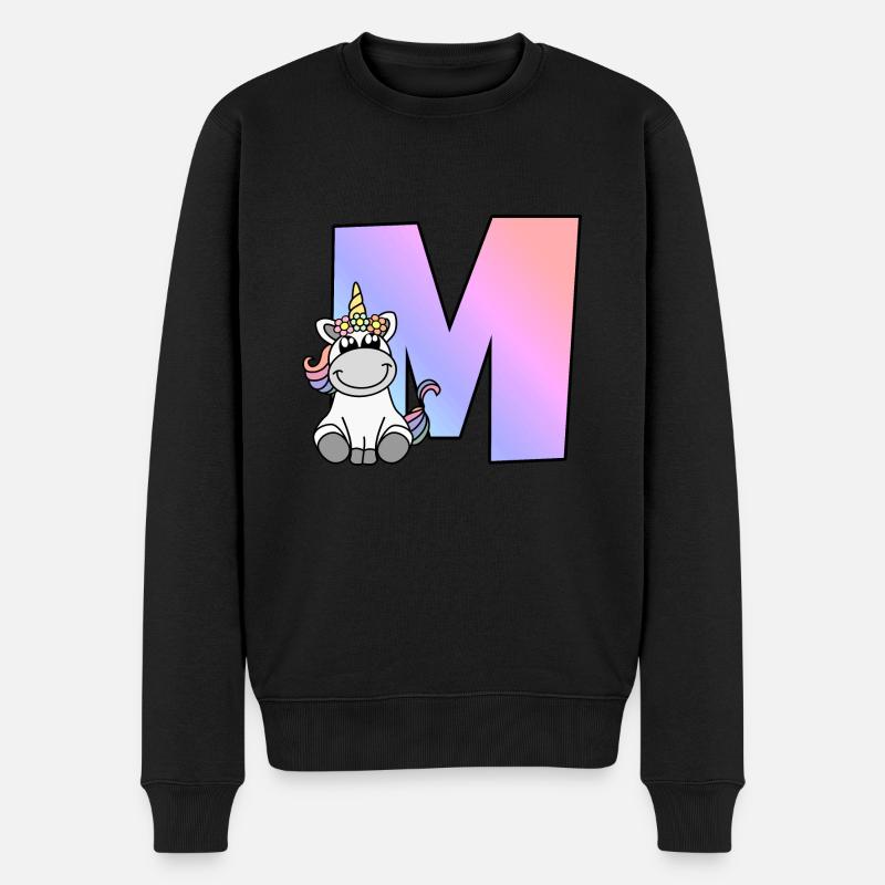 Einhorn Buchstabe M - Männer Premium Bio Pullover - Schwarz
