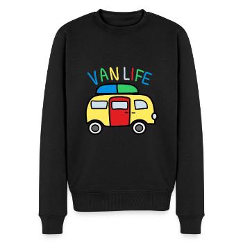 Freiheit und Abenteuer: Camping Leben - Männer Premium Bio Pullover - Schwarz - Vorne - Nico (187cm)