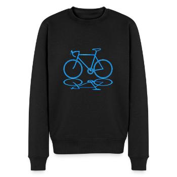 Rennrad Neon Blau mit Spiegelung - Männer Premium Bio Pullover - Schwarz - Vorne - Nico (187cm)
