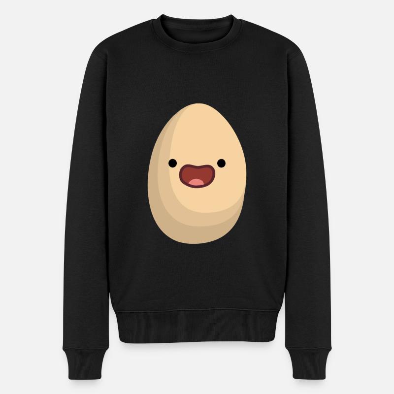 glückliches Ei - Männer Premium Bio Pullover - Schwarz