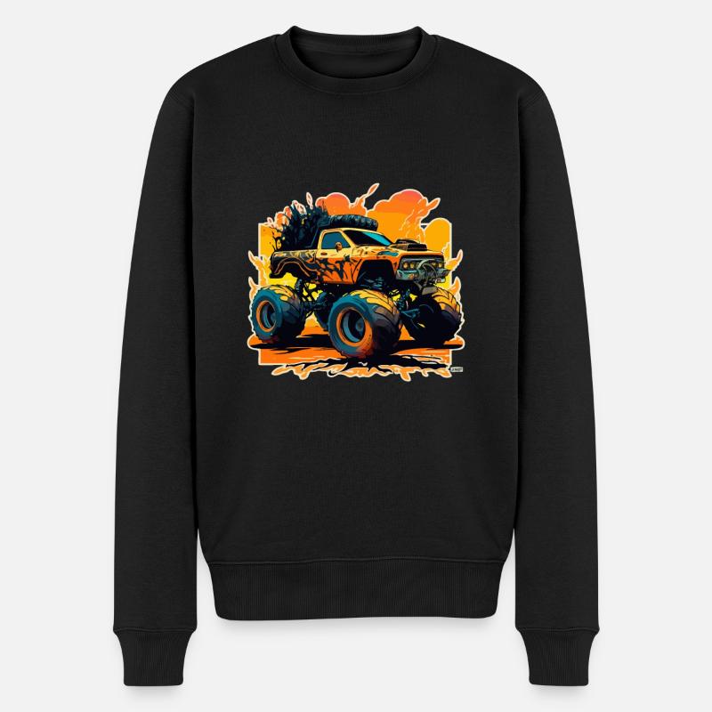 Monstertruck Wahnsinn - Männer Premium Bio Pullover - Schwarz