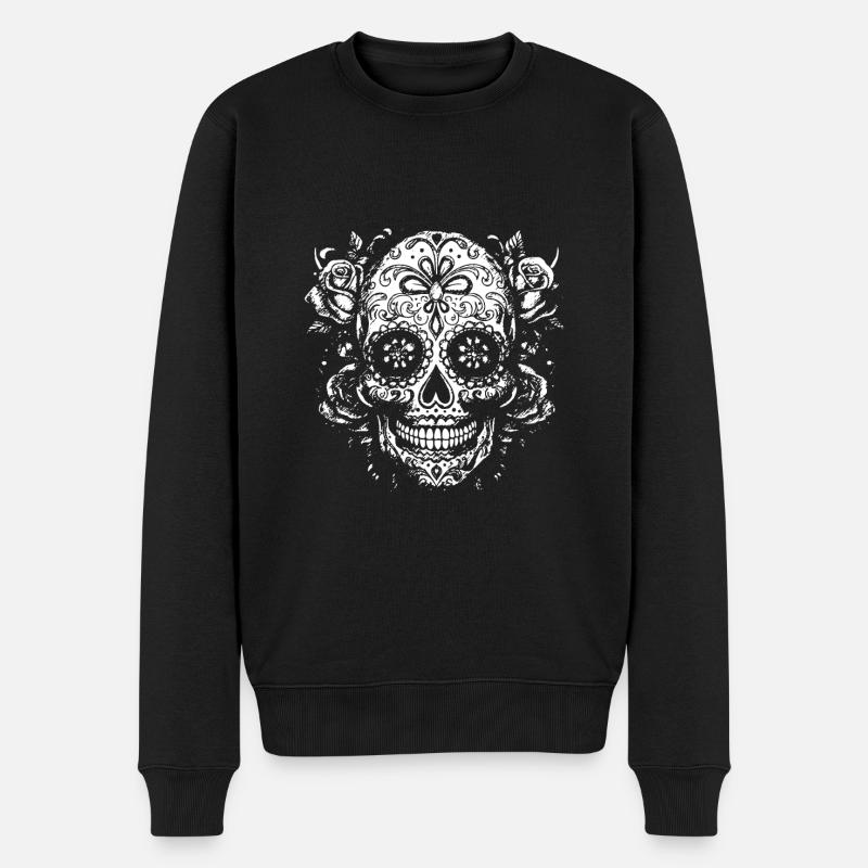 Roses et crâne - Pull Premium bio Homme - noir