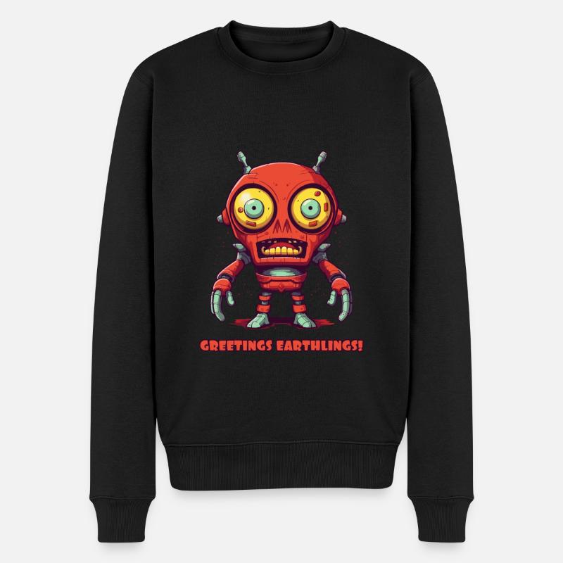 Grüße Erdlinge – Alien-Roboter - Männer Premium Bio Pullover - Schwarz