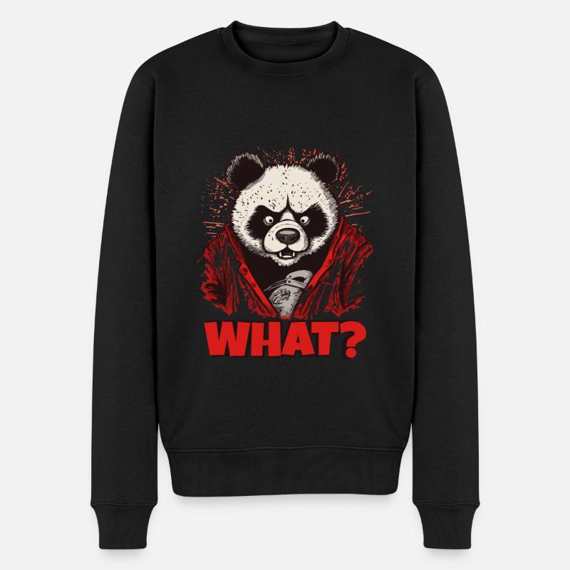Wütender Pandabär - Männer Premium Bio Pullover - Schwarz