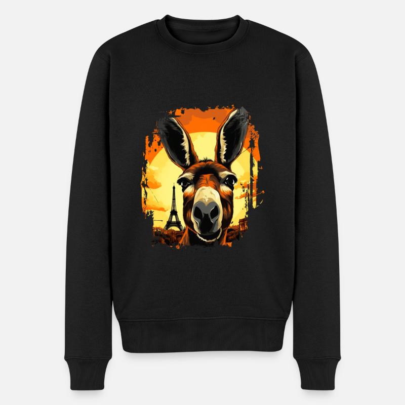 Ein Esel in Paris - Männer Premium Bio Pullover - Schwarz