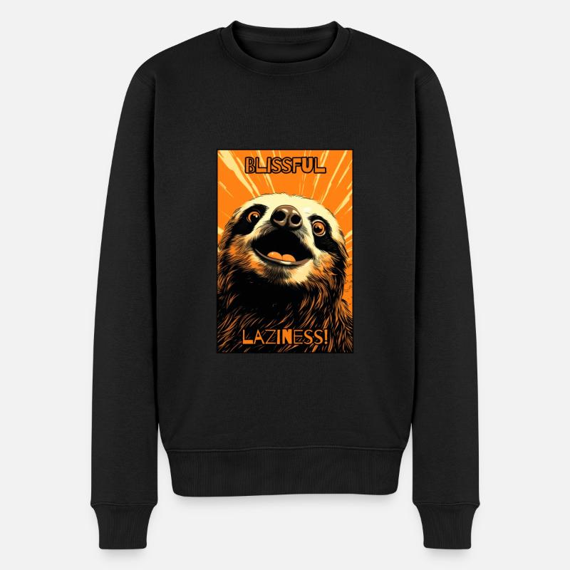 Seliges Faulenzen: Faultier - Männer Premium Bio Pullover - Schwarz