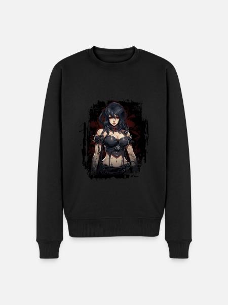 Fittes Gothic Mädchen - Männer Premium Bio Pullover - Schwarz