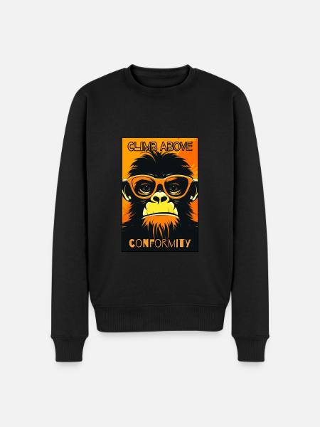 Overcome conformity: shivering monkey - Men's Premium Organic Jumper - black