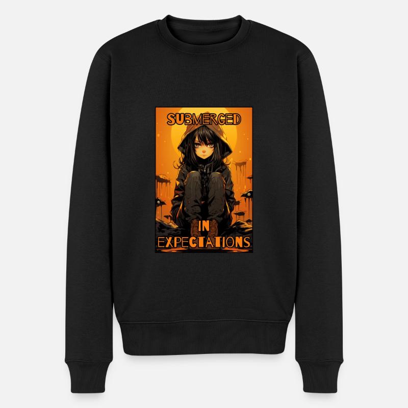 Eintauchen Erwartungen: Anime-Mädchen - Männer Premium Bio Pullover - Schwarz