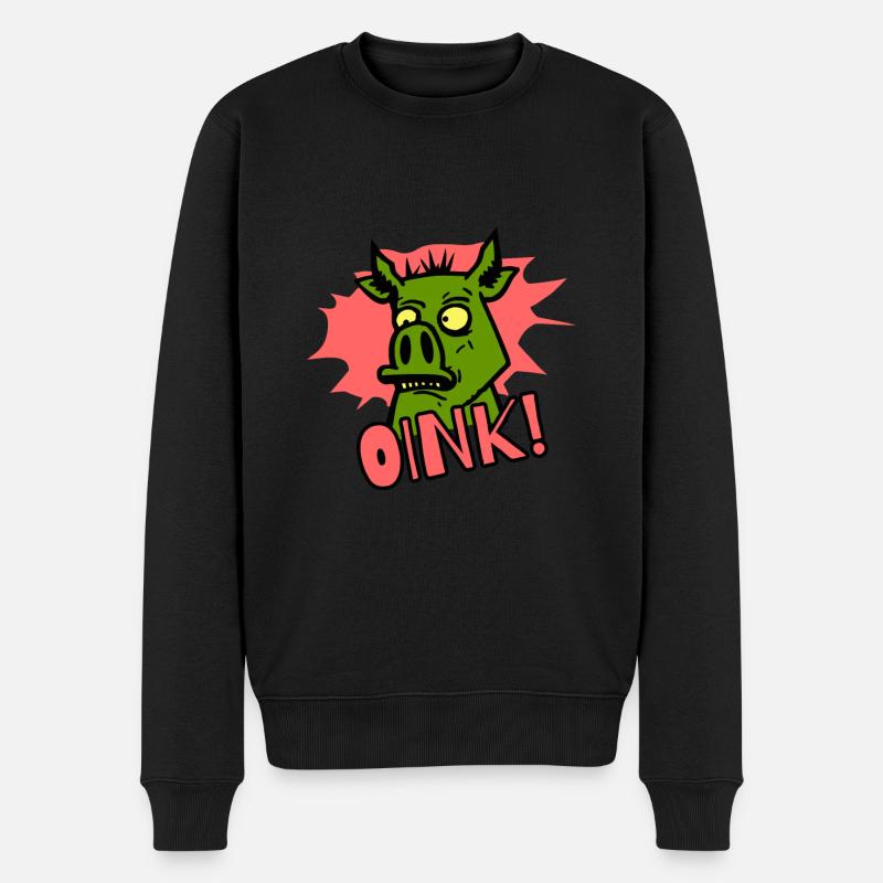 Grogner! Cochon de dessin animé - Pull Premium bio Homme - noir