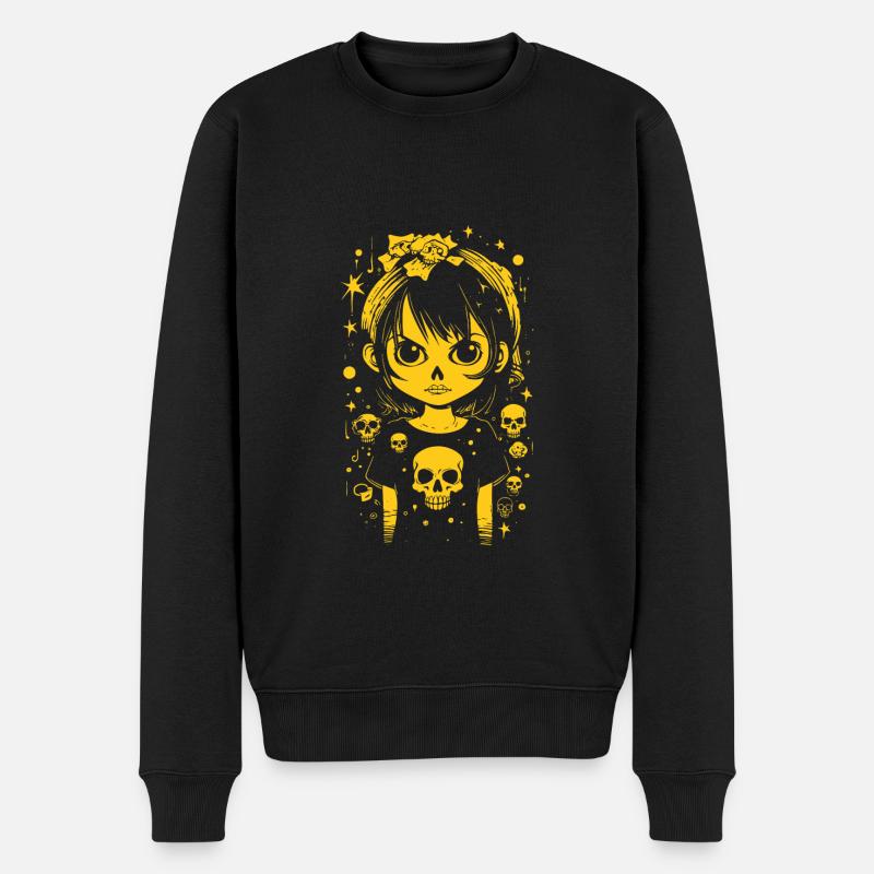 Mignonne fille d’anime en colère - Pull Premium bio Homme - noir