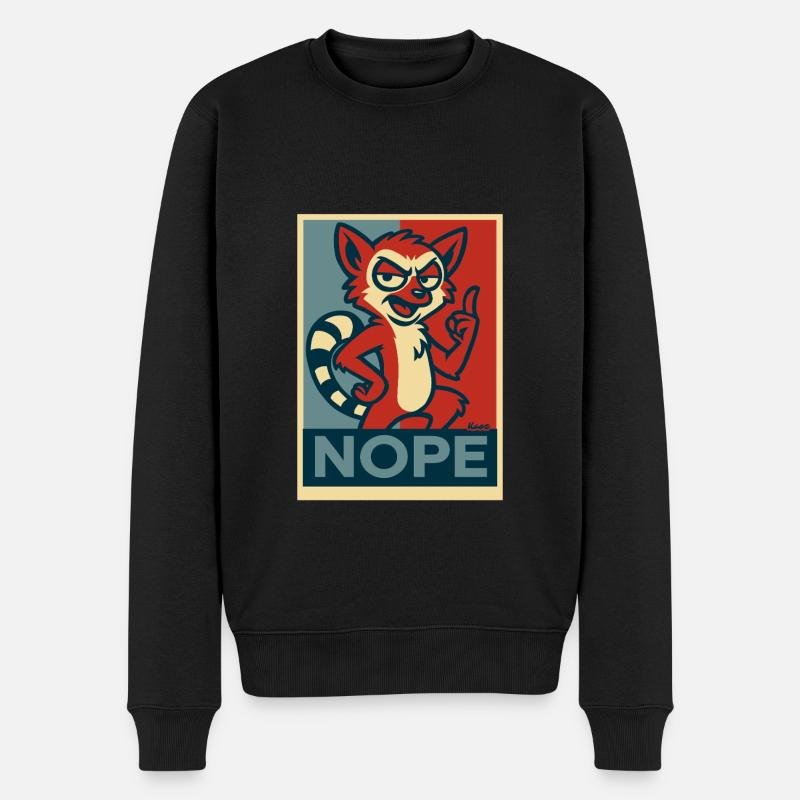 Frecher Lemur: Nein - Männer Premium Bio Pullover - Schwarz