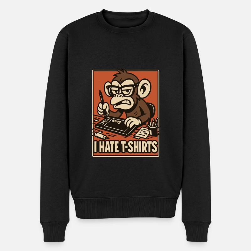 Wütender Affe am Zeichentablett Comicstil - Männer Premium Bio Pullover - Schwarz
