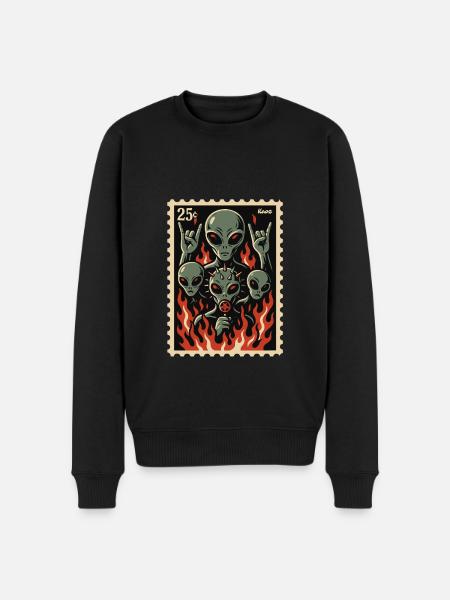 Aliens with mask and fire - Men's Premium Organic Jumper - black