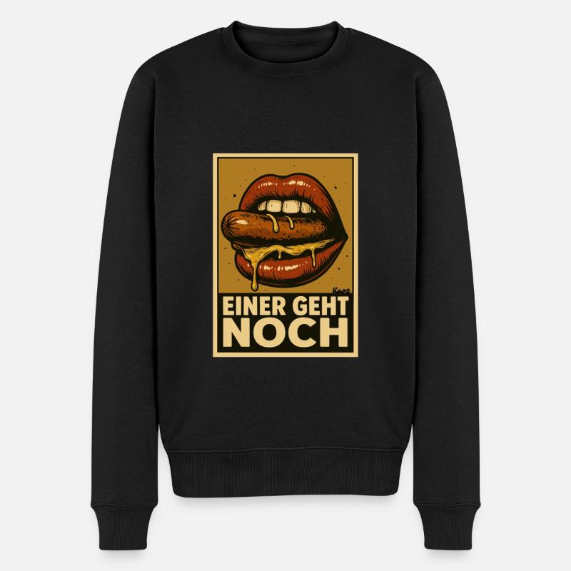 Wurst mit Soße und Spruch „Einer geht noch" - Männer Premium Bio Pullover - Schwarz