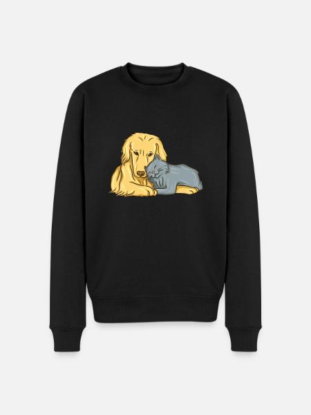 chat et chien - Pull Premium bio Homme - noir