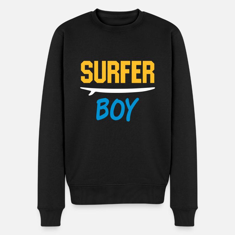 Surfer boy (Surfbrett) - Männer Premium Bio Pullover - Schwarz